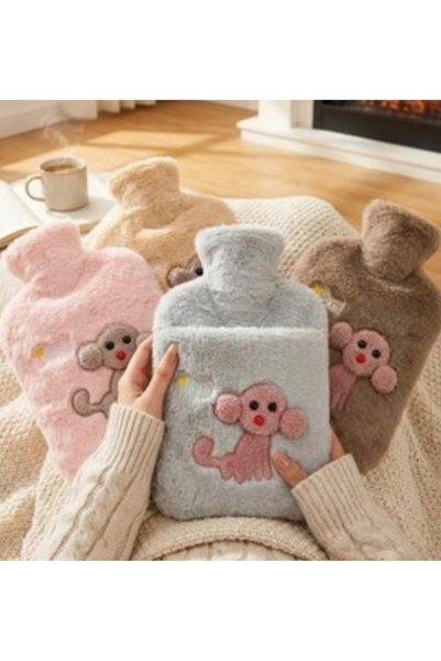 Zümrütoyuncakstore حقيبة ماء ساخن مع غطاء قطيفة على شكل كلب إيموجي 2 لتر جيب ...