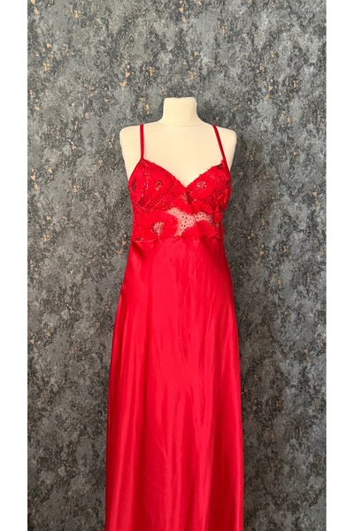 Loviana belle 2-Piece Long Robe and Nightgown Set with Full Lace Details (Boxed)