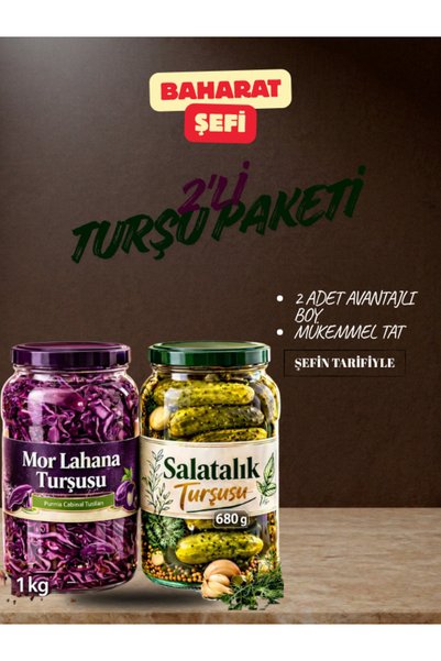 Baharat Şefi Kahvaltılık Mezelik Mor Lahana ve Salatalık Turşusu