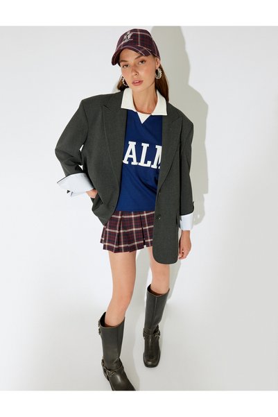 Koton Mini Pleated Plaid Piece Skirt