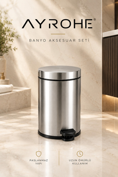 Ayrohe 5 Lt Pedallı Çöp Kovası Krom