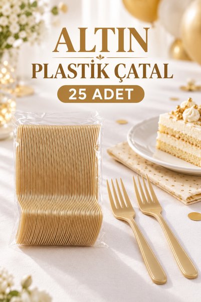 Cadde Süs Çatal Renkli 25 Adet set 25'li çatal seti