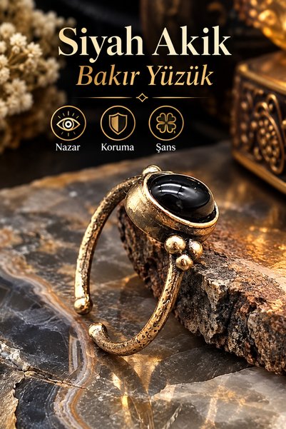 NBS Beautiful Naturel Stones Women's Copper Black Agate Elegant, Slim Design ...