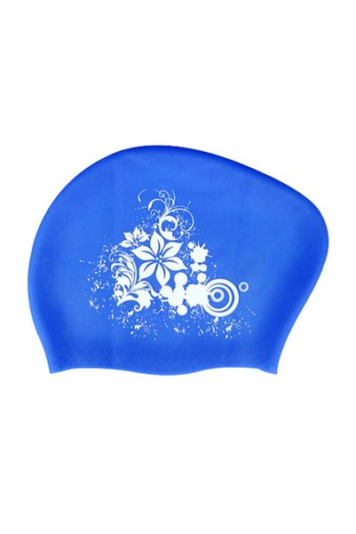 Choice3 Blue Fashion Silicone Swimming Cap Waterproof Long Hair Women Female ...