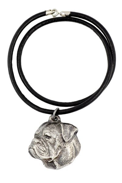 Art - Dog Bulldog American - Colier cu câine, pandantiv placat cu argint pent...