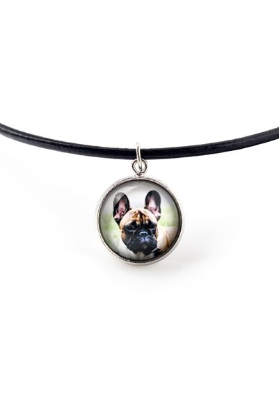 Art - Dog Bulldog francez - pandantiv colier cu fotografia ta, lucrat manual,...