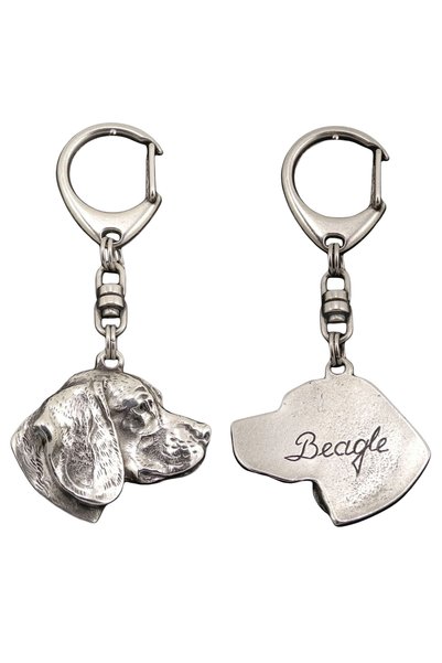 Art - Dog Beagle - Breloc placat cu argint cu câine, decorațiune pentru geant...