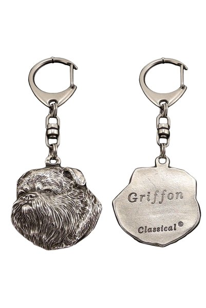Art - Dog Griffon Bruxellois - Breloc placat cu argint cu câine, decorațiune ...