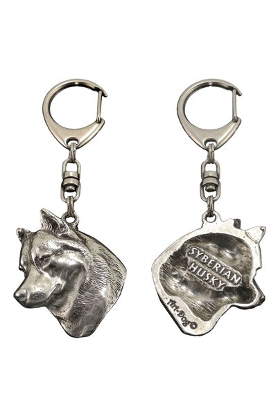 Art - Dog Husky Siberian, Chukcha - Breloc placat cu argint cu câine, decoraț...