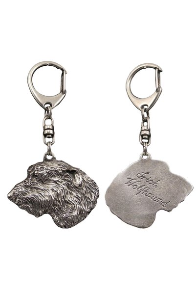 Art - Dog Irish Wolfhound I - Breloc placat cu argint cu un câine într-o cuti...