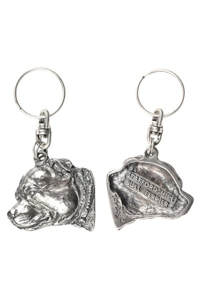 Art - Dog Staffordshire Bull Terrier - Pandantiv câine placat cu argint, deco...
