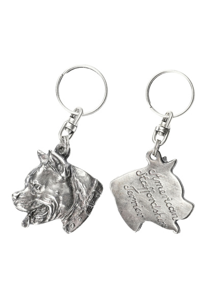 Art - Dog American Staffordshire Terrier - Pandantiv placat cu argint cu un c...