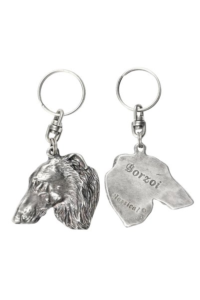 Art - Dog Borzoi - Pandantiv câine placat cu argint, decorațiune pentru geant...