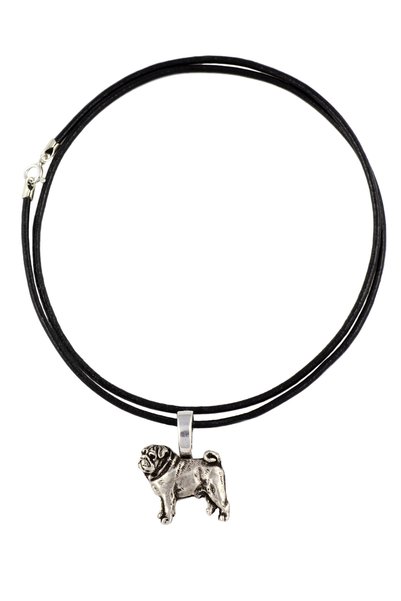 Art - Dog Pug - Colier cu câine, pandantiv placat cu argint pentru iubitorii ...