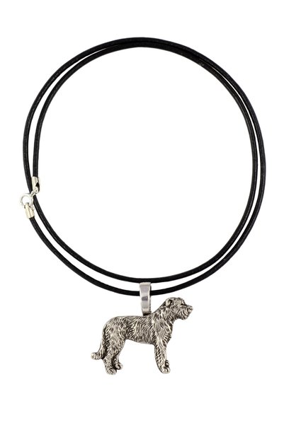 Art - Dog Irish Wolfhound I - Colier cu pandantiv câine, placat cu argint, pe...