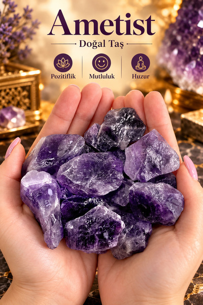 NBS Beautiful Naturel Stones Ametist Gerçek Ham Parça 1-3 Cm AA Kalite ( 1 Ad...