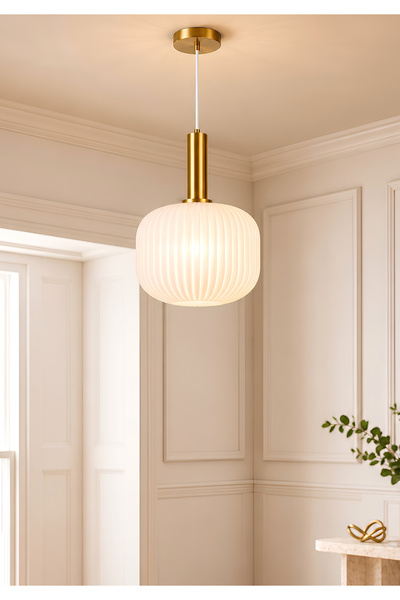 HOMİNG Cam Modern Sarkıt Beyaz Avize 242484