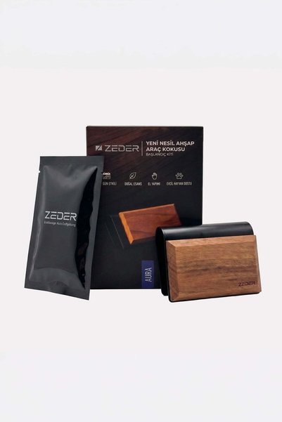 zeder Aura Masif Ahşap Araç Kokusu Başlangıç Kiti - Güneşlik Klipsi + Tablet