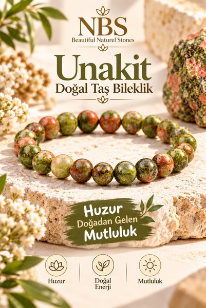 beautifulnaturelstones سوار يوناكيت حجر طبيعي 8 ملم (للذين يعانون من مشاكل ال...