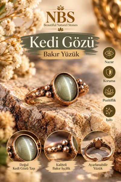 NBS Beautiful Naturel Stones Kadın Bakır Yeşil Zarif, İnce Tasarım Trend Yüzü...