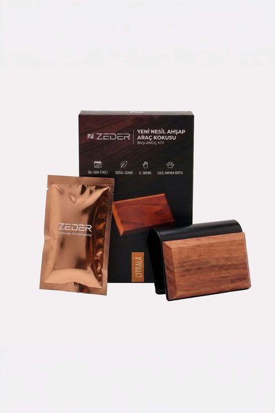 zeder Citrala Masif Ahşap Araç Kokusu Başlangıç Kiti - Güneşlik Klipsi + Tablet