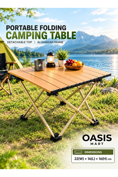 OASIS MART Folding Aluminum Camping Table with Anti-Slip Feet, Compact Picnic...