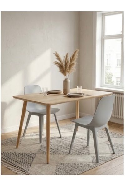 IN HOME STORE طاولة طعام خشبية عصرية بتصميم بسيط وأرجل مائلة