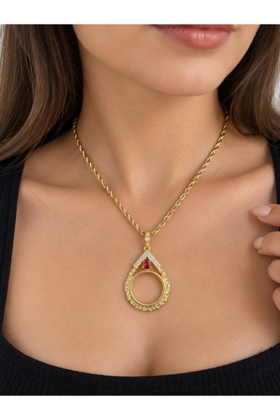 shop Half Gold Rope Chain Drop Model Stylish Women's Necklace – Special Desig...
