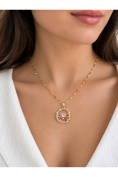 shop 316L Steel Gold Color Zircon Stone Heart Detailed Butterfly Figured Wome...