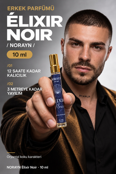 norayn Elixir Noir Kalıcı Erkek Cep Parfümü EDP 10 ml Mini Erkek Parfüm Tütün...