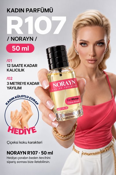 norayn R107 Kalıcı Amber Kokulu Kadın Parfüm 50 ml Misk Kokulu Neroli Çiçeksi...