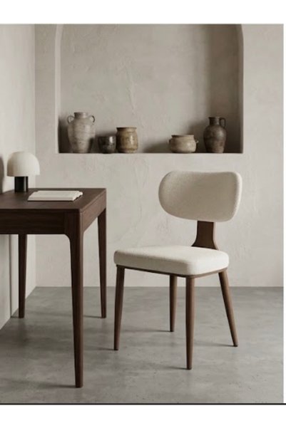 IN HOME STORE كرسي سفرة مودرن بتصميم انسيابي ولون بيج أنيق