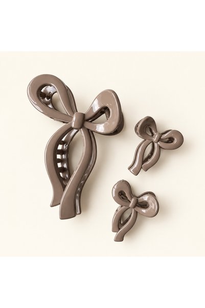 Joinkidz Matte Color Big Bow Buckle Set of 3 Beige