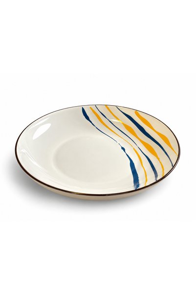 fara marca Farfurie adâncă / Bol de servire din ceramică – Model cu linii ond...