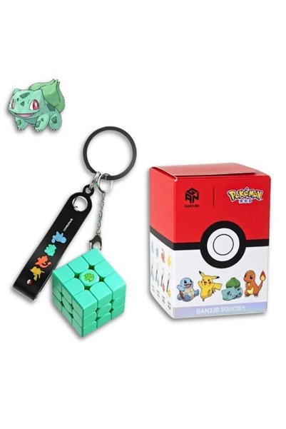 TOYFEST GAN Pokemon Bulbasaur 3x3 Mini Küp Anahtarlık Yeşil Stickerless Zeka Küpü 3x3 cm