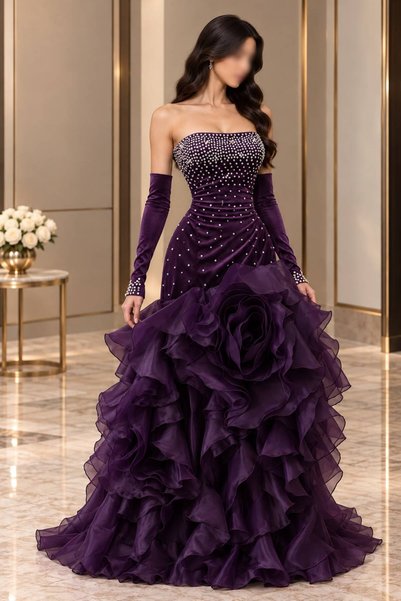 GORI FASHION Gazar Double Cloche Evening Dress