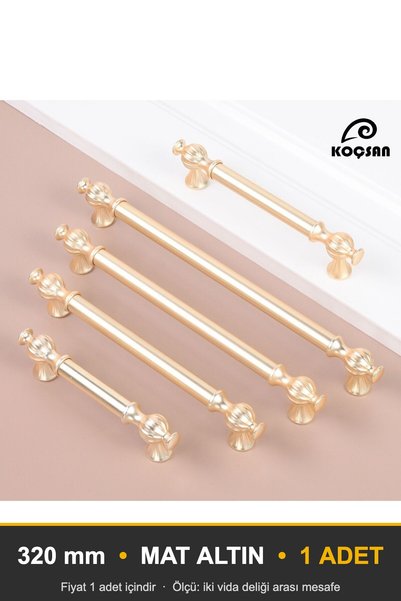 KOÇSAN Ebrar Matte Gold 320 مم مقبض أثاث المطبخ الريفي الفاخر مقبض درج