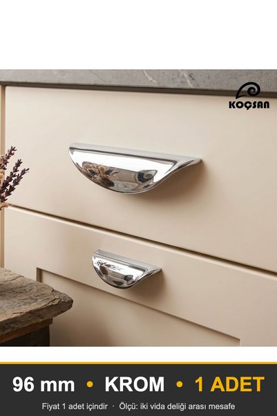 KOÇSAN Leaf Chrome 96 mm Handle Luxury Country Kitchen Furniture Cabinet Draw...