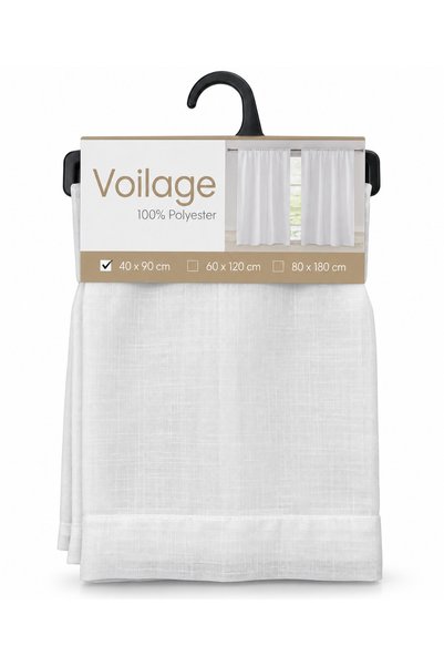 VOİLAGE Perdea 40x90 cm, Albă, Poliester, Semi-transparentă, Model scurt pent...