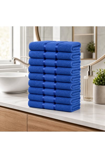 OEM Set 12 prosoape față și mâini, albastre, 50x90 cm, bumbac 100%, 420 g/m²