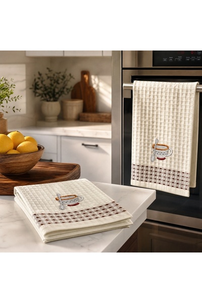 OEM Set 12 prosoape bucătărie waffle, crem, 40x60 cm, bumbac
