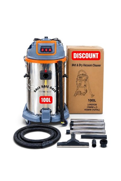 AMAN 100L Vacuum Cleaner 3motor Wet & Dry Stainless steel 4500w