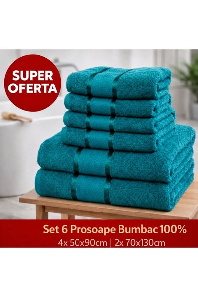 OEM Set 6 prosoape bumbac 100% verzi, 4 față/mâini + 2 corp