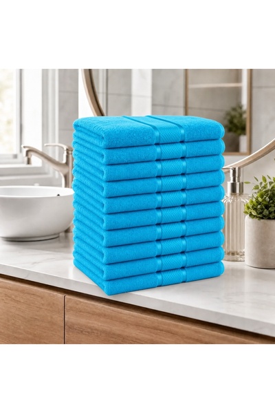 OEM Set 12 prosoape față și mâini, turcoaz, 50x90 cm, bumbac 100%, 420 g/m²