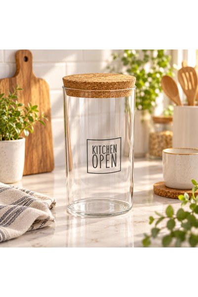 FRANDIS Borcan de sticlă cu capac de plută, Frandis, 1,3 l, model deschis pen...