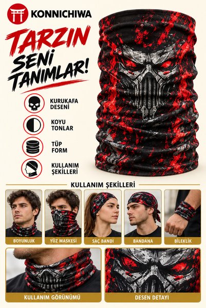 FG KONNİCHİWA Ghost Tam Yüze Oturan Farkındalık Maskesi Tarz Senin Gamer Kamu...