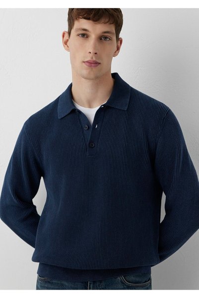 Mavi Men's Navy Blue Polo Sweater Night Navy Blue Sweater & Cardigan