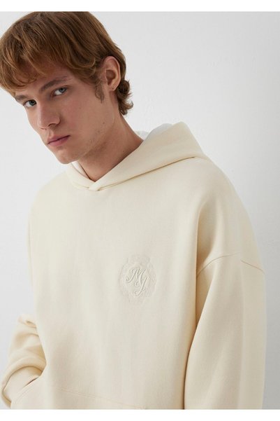Mavi Logo Kapüşonlu Bej Sweatshirt 0S20036-70072