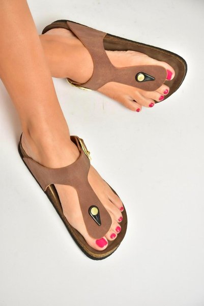 Fox Shoes يو 777917002   تان الجلد المدبوغ الوجه يتخبط النعال النسائية