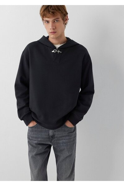 Mavi M0S20144 Kapüşonlu Demir Detaylı Erkek Sweatshirt SİYAH